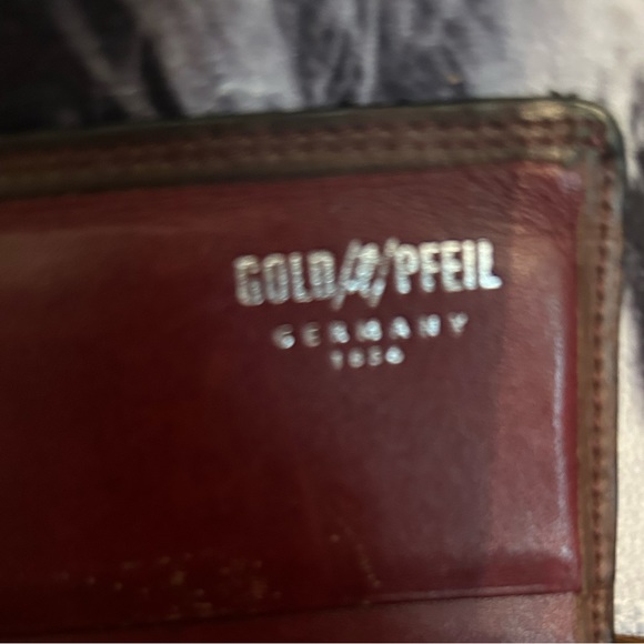 GOLD PFEIL BIFOLD CHECKBOOK COVER WALLET BILLFOLD/ leather- SUPER NICE GERMANY - Picture 3 of 7
